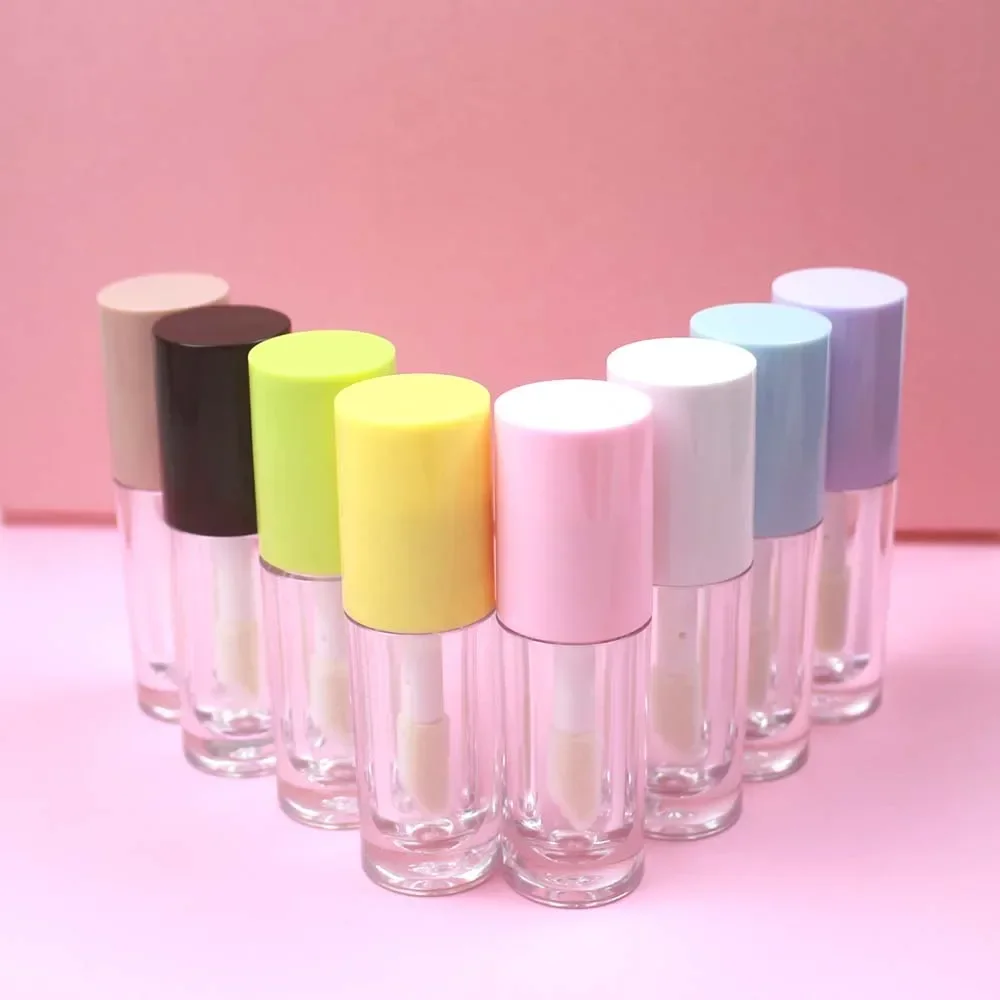 Lipgloss Tube 6/10ml Empty Portable Mini Lip Gloss Bottle Clear Lip Glaze Tubes Round Small Sample Cosmetic Packing Container