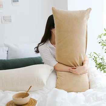코듀로이 플러시 바디 울트라 소프트 롱 베개 커버 150cm, 가정용 더블 롱 베개 케이스, 대형 인조 모피 쿠션 베개 케이스