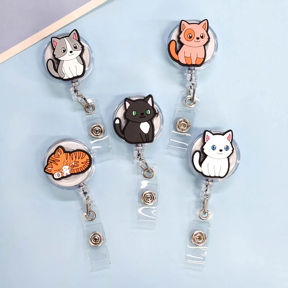 1pcs Cute Animal Cat Retractable Badge Reel Exhibition Enfermera Student Boy Name Card Girl Use Chest Card