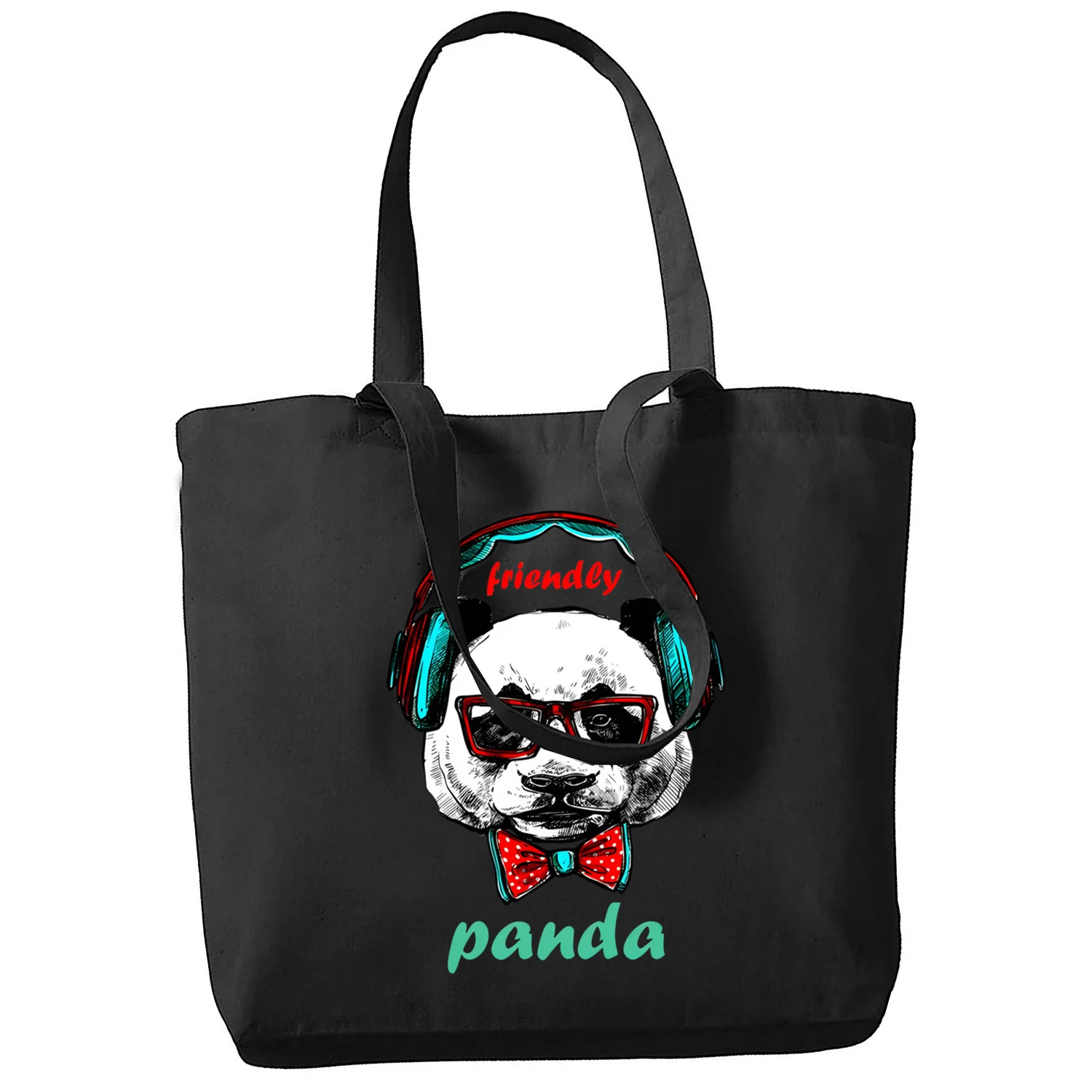 All I Want To Do Is Panda No Today Print Reusable Shopping Bag Women Canvas Tote Bags Printing Bag Cartoon Shopper Shoulder Bags