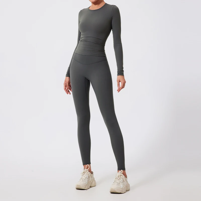 Ctenkevet 2Pcs Sets Gym Clothes Sports Outfit Suit Women Outdoors Workout Tights Set Yoga Wear Female Running Training T-Shirt image 5