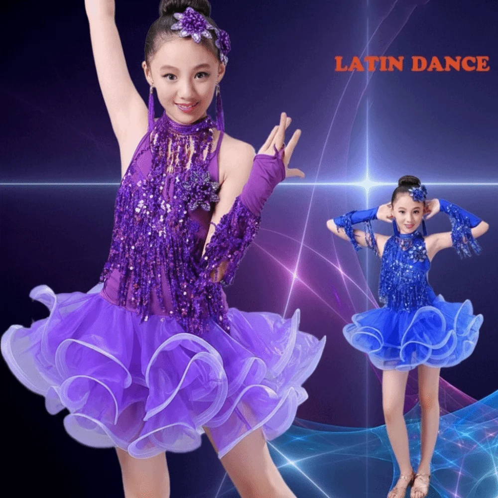 스팽글 라틴 댄스 의상 태슬 프린지 공연 대회 의상 대회 스타일 공연복 라틴 스커트