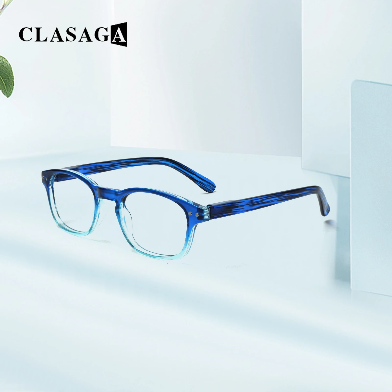 

CLASAGA Rectangular Reading Glasses Men And Women Universal Fashion Gradient Color Frame Clear Lens HD Prescription Eyeglasses