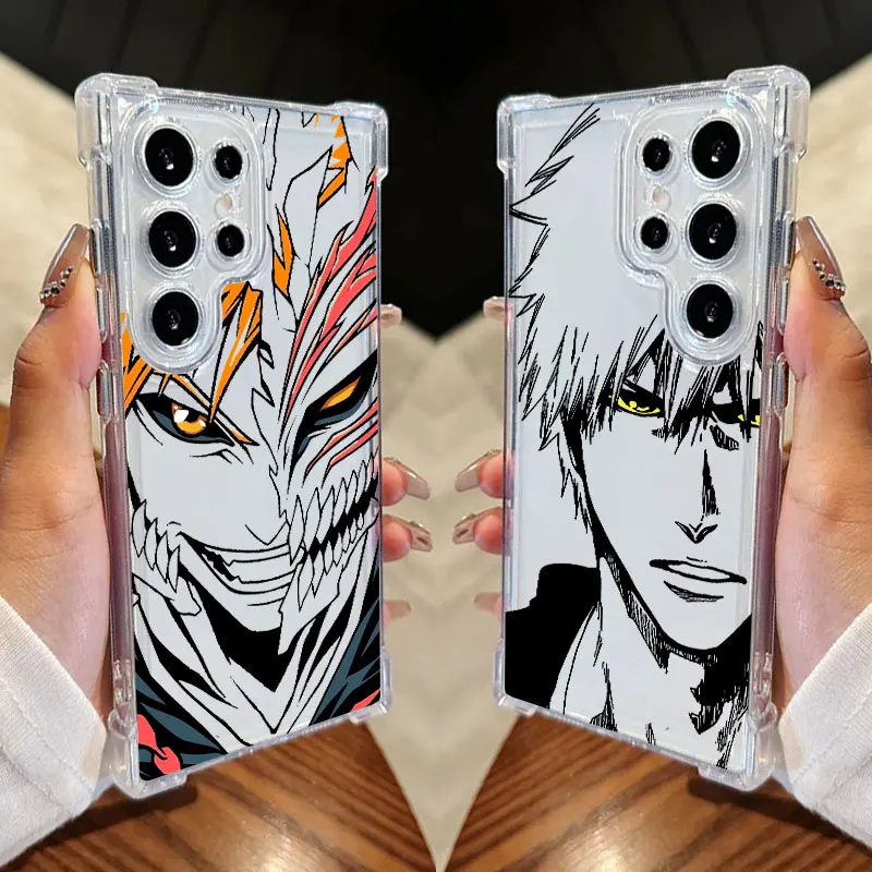 Bleachs Ichigo Kurosaki Anime Clear Phone Case For Samsung Galaxy S26 S25 S24 Ultra S23 S22 Plus S21 S20 S26 FE 5G Silicon Cover