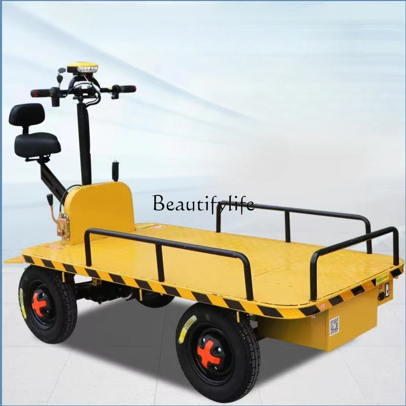 Hand Push Electric Four-Wheel Platform Trolley Can Be Used to Ride the Donkey and Pull the Goods