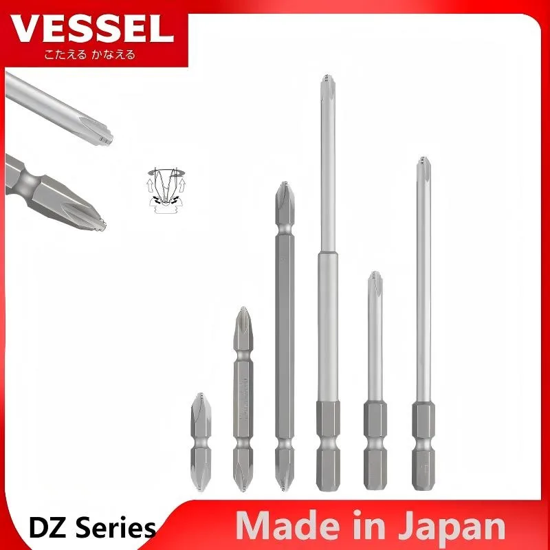 

VESSEL 1/4 шестиугольные магнитные отвертки, нескользящие ленты с зубцами для проблем, солеутоляющие биты ЯПОНСКИЕ ИНСТРУМЕНТЫ DZ142035, серия DZ