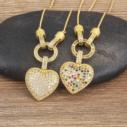 Nidin White/Colorful Color Romantic Heart Necklace for Women New Sweet Zircon Pendant Female Elegant Minimalism Jewelry Gifts