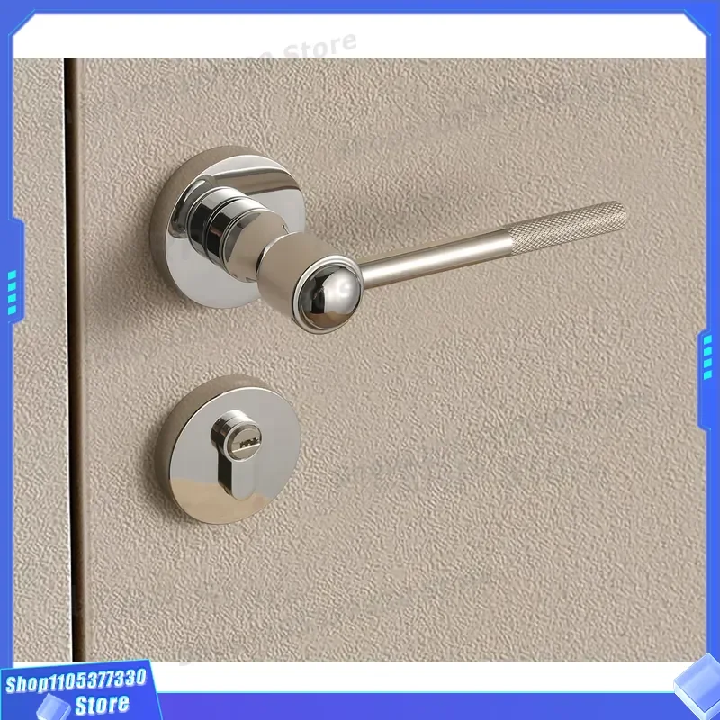 Modern Zinc Alloy Door Handle Knurled Design Silent Magnetic Lock for Indoor Bedroom Split Type Room Door Hardware Simple