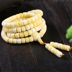 Luxury Women Men Choker Necklace Polish Old Honey Wax 108 Buddha Beaded Bracelet Chicken Oil Yellow Amber Honey Wax Hand String