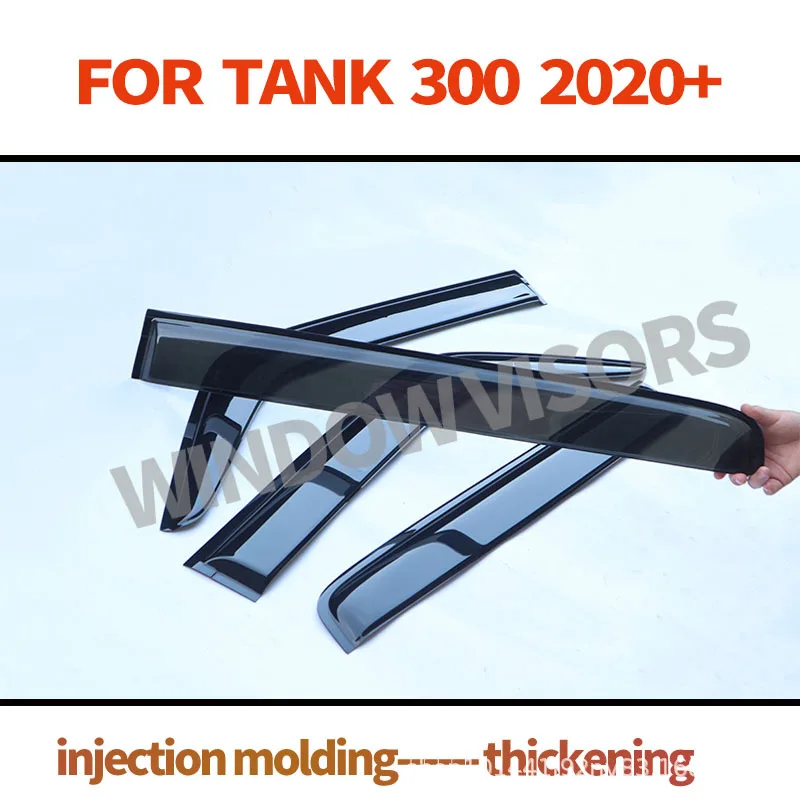 For Great Wall Tank Tank 300 Car Barrier Window Barrier Eyebrow Exterior Mod Wind & Rain Deflectors No-Drill Design