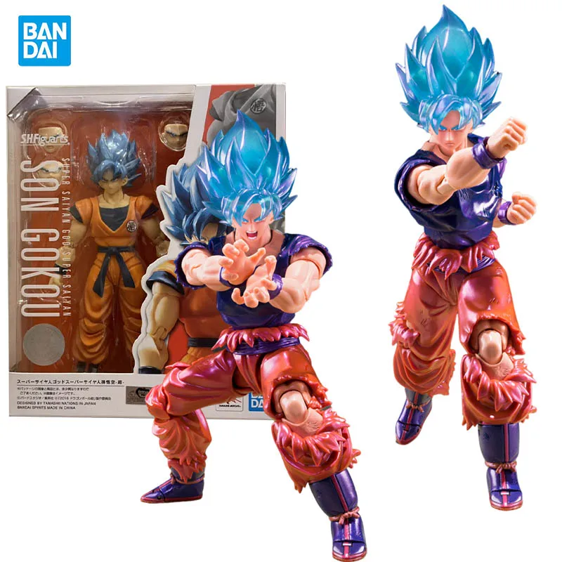 

Bandai Genuine Super Saiyan God Goku Техника Бога SHF Dragon Ball Аниме Фигурка Передвижная игрушка Фигурки Кукла для коллекционеров