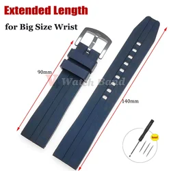 Extended Length Watch Band for Rolex 14+9cm XL Big Size Wrist Strap for Seiko 20 22mm Rubber Belt Waterproof Silicone Wristband