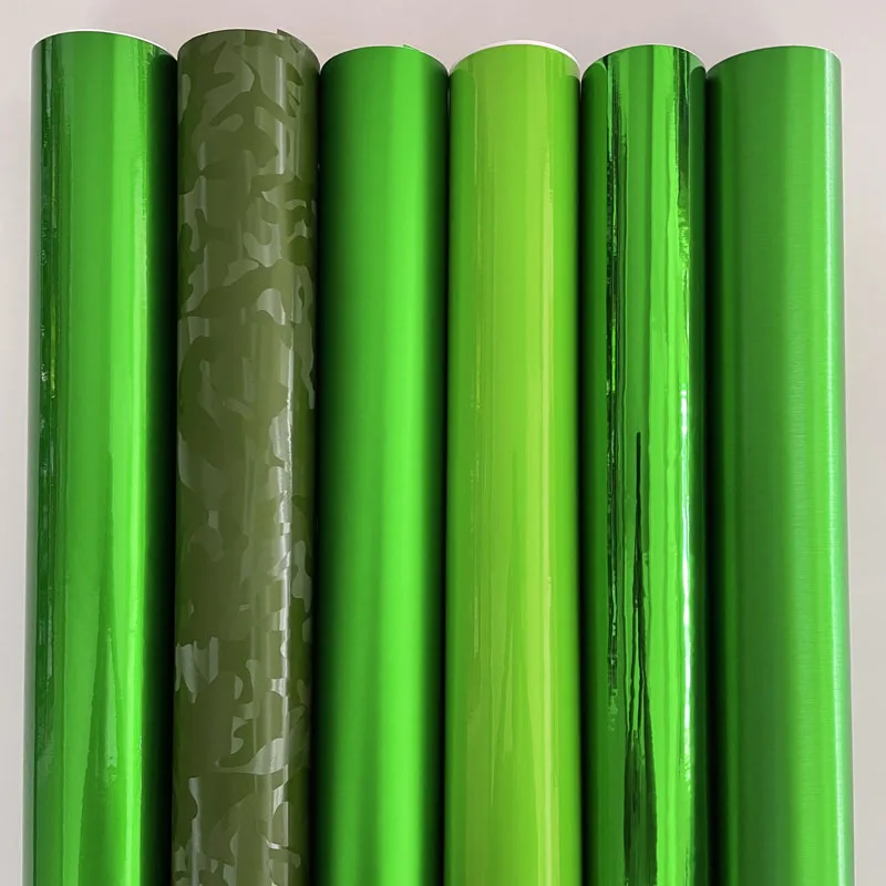 Matte Glossy Green Metallic Brushed Vinyl Wrap Film Military Army Green Mirror Chrome Car Wrapping Foil Adhesive Decal