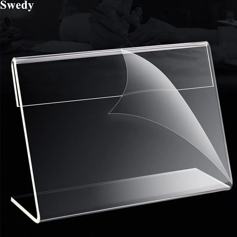 

10 Pieces 100x70mm Acrylic Sign Holder Display Stand Business Name Card Holder Table Price Label Card Tags
