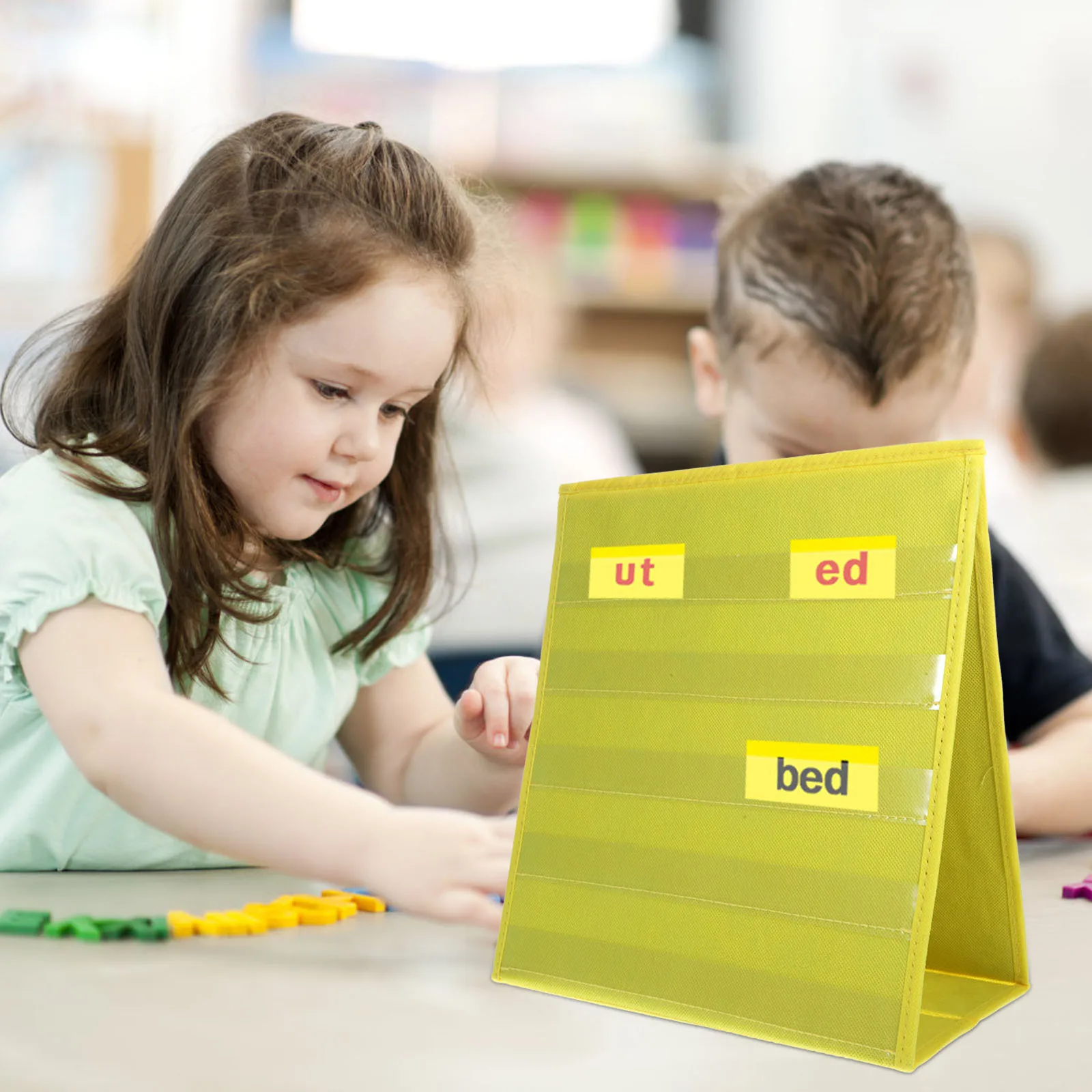 Desktop Card Holder Teaching Aid Foldable Display Stand Transparent Pocket Chart For Calendar Learning Classroom Homeschool