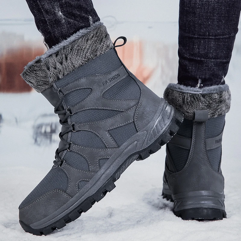 Men Winter Shoes Fashion High Top Cotton Shoes Thick Sole Wear-resistant Outdoor Couple Snow Boot Large size Casual Cotton Shoes