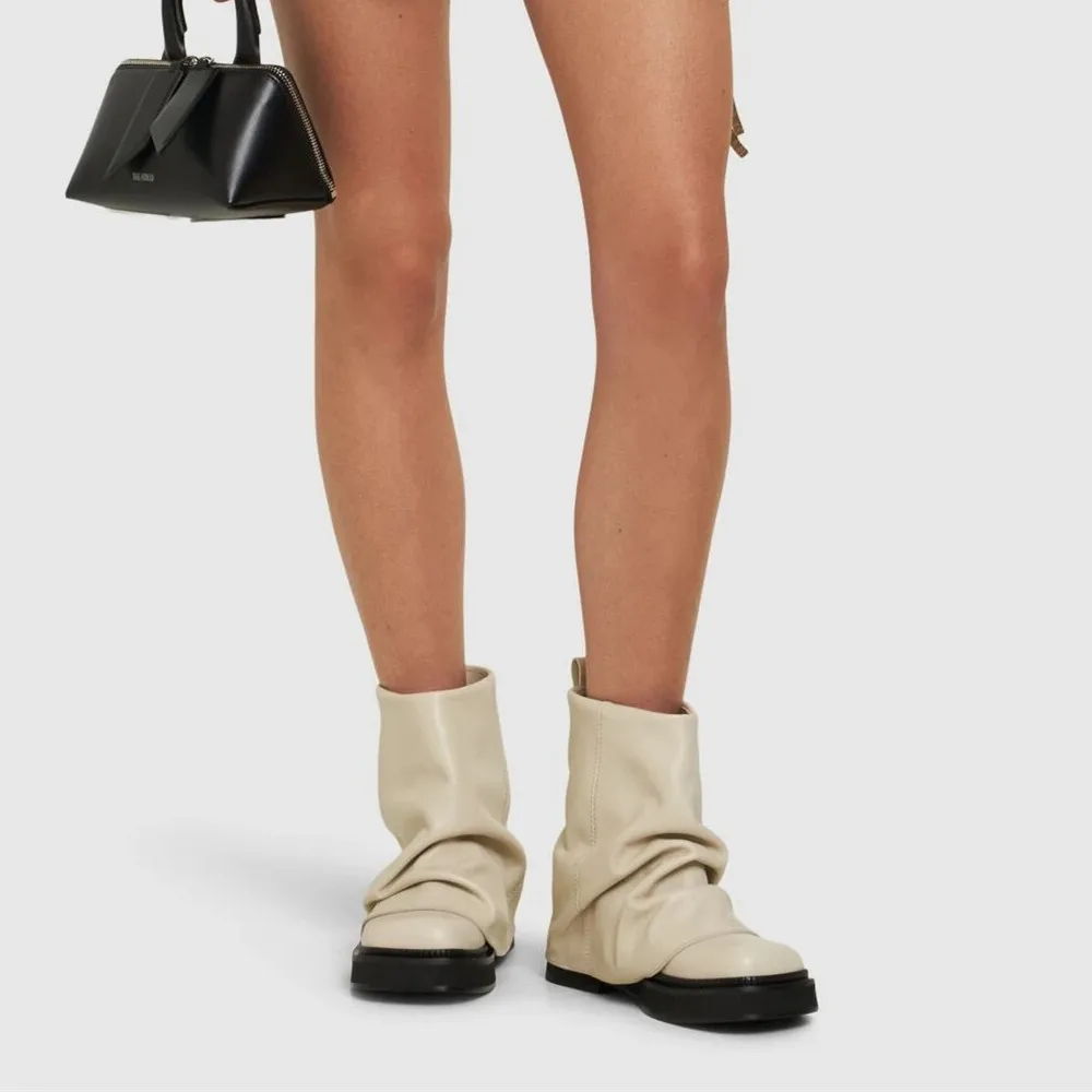 

Autumn Winter Women Round Toe Short Boots for Woman's Slip-On Thick Bottom Square Heel Ankle Botas Mujer 2025 C0omfortable Shoes