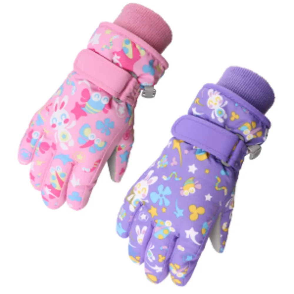 

Детские лыжные перчатки для мальчиков и девочек, детские зимние теплые перчатки с флисовой подкладкой, милый дизайн и водонепроницаемые перчатки для сноуборда