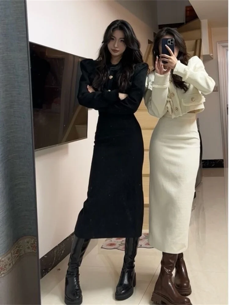  Velvet Fashion Set for Women Autumn Winter Elegant Style Best Friend Outfit Complete Set High Quality Polyester