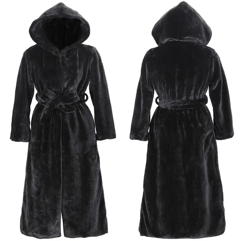 Women Fall Winter New Faux Fur Coat Hooded Cotton Thickened Long Plush Fur Coat Windbreaker Jackets for Women Coats