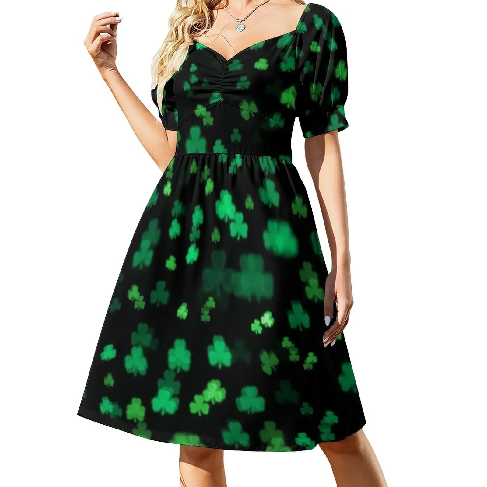 

Shamrocks Short-Sleeved Dress Women's evening dress elegant dresses for women