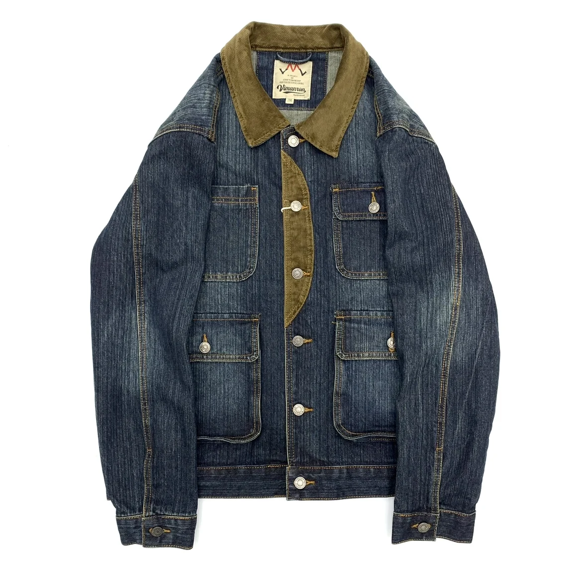 

4XL Denim Jacket Men's Washed Patchwork American Vintage Workwear 100% Cotton Mountain Style Autumn Corduroy Lapel Loose Jacket