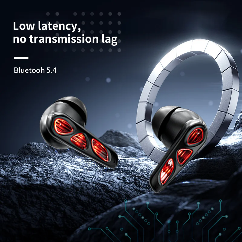 YX36 Gaming Earphones Colorful Breathing Light Atmosphere Wireless In Ear Low Latency Gaming Bluetooth Earphones Phone Call Cool
