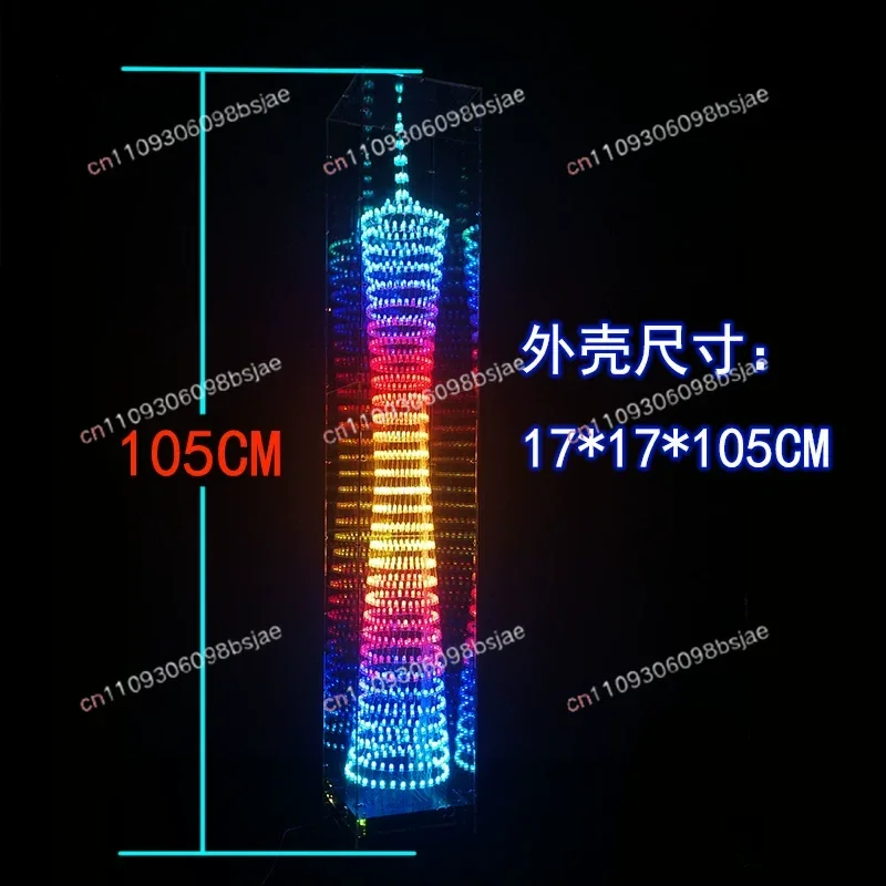32-Layer Bluetooth Canton Tower Kit Electronic DIY Production Colorful LED Small Waist Light Cube Music Spectrum Parts