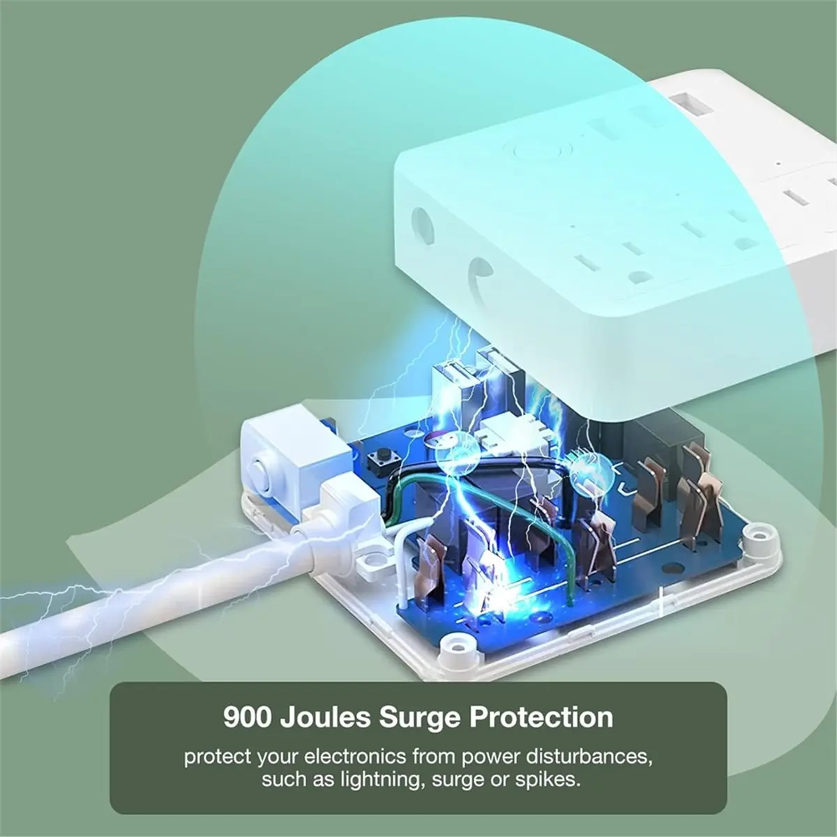 A48U Power Strip with USB Ports,Travel Power Strip,1.2M Surge Protector Desktop Charging Station Small Portable Extension US