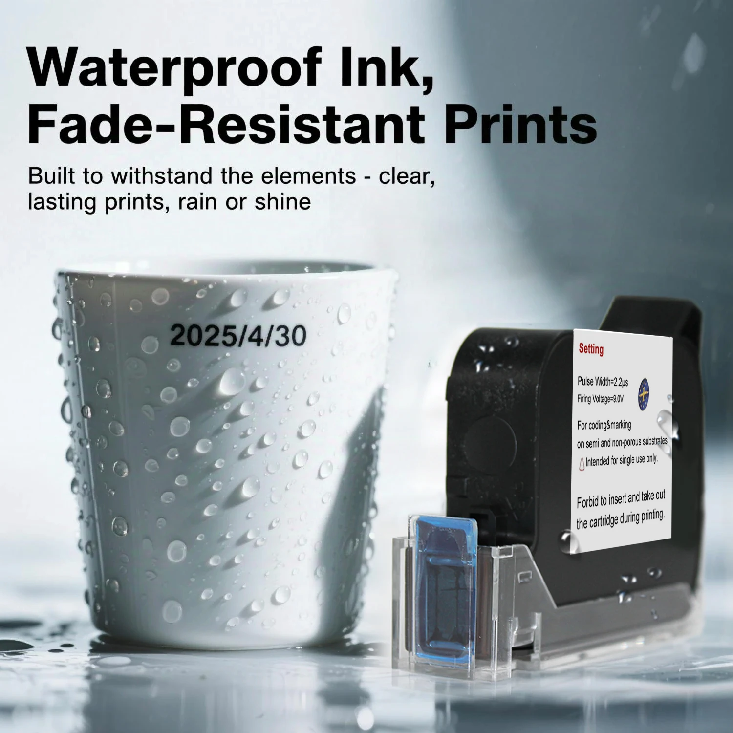 EURANNIT W6900K 12.7mm Ink Cartridge 42ML Fast Drying Solvent Ink Waterproof TIJ Inkjet Printer for Plastic Wood Metal Fabric
