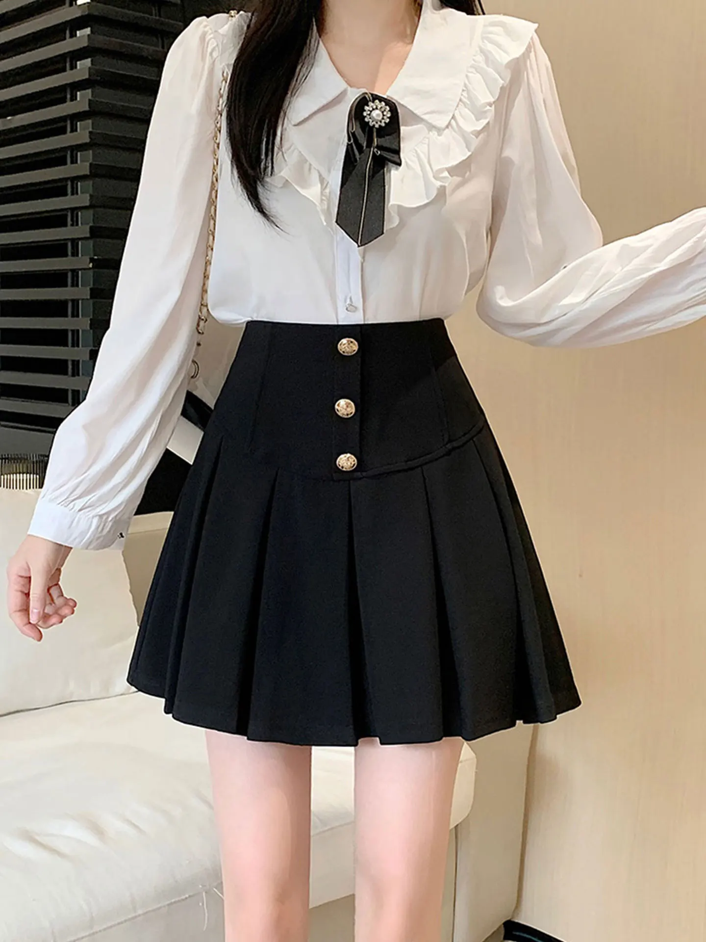 

Юбка-трапеция плиссе с высокой талией больших размеров для женщин, осенне-зимняя, повседневная, скрывающая живот, расклешенная короткая юбка