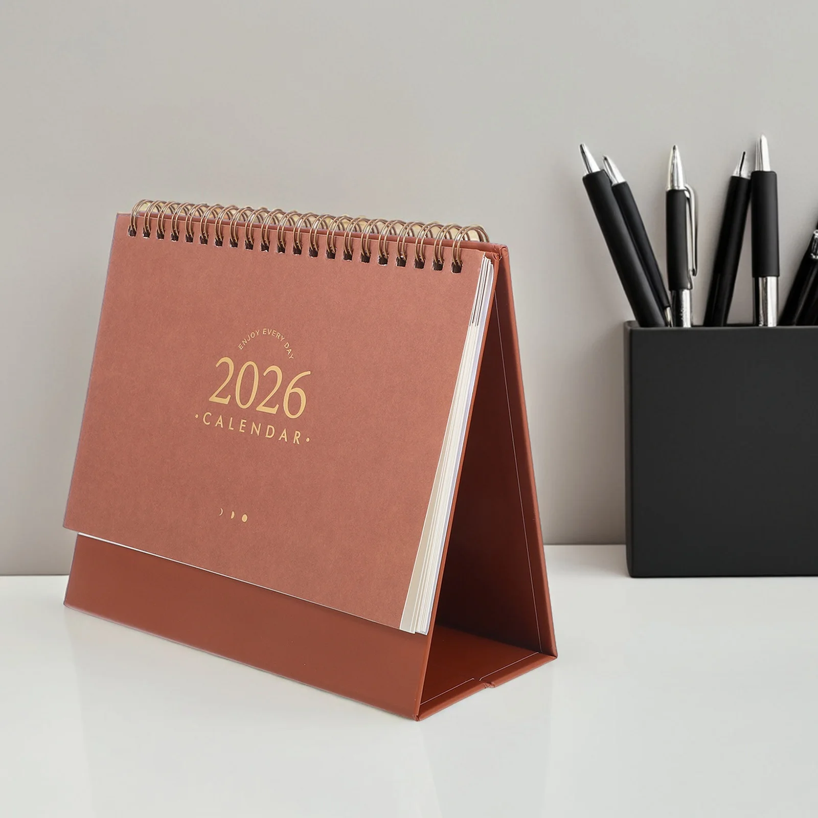 2025.9-2026.12 Small Desk Calendar Compact Standing Flip Calendar with Twin-Wire Binding Daily Planner for Work Study