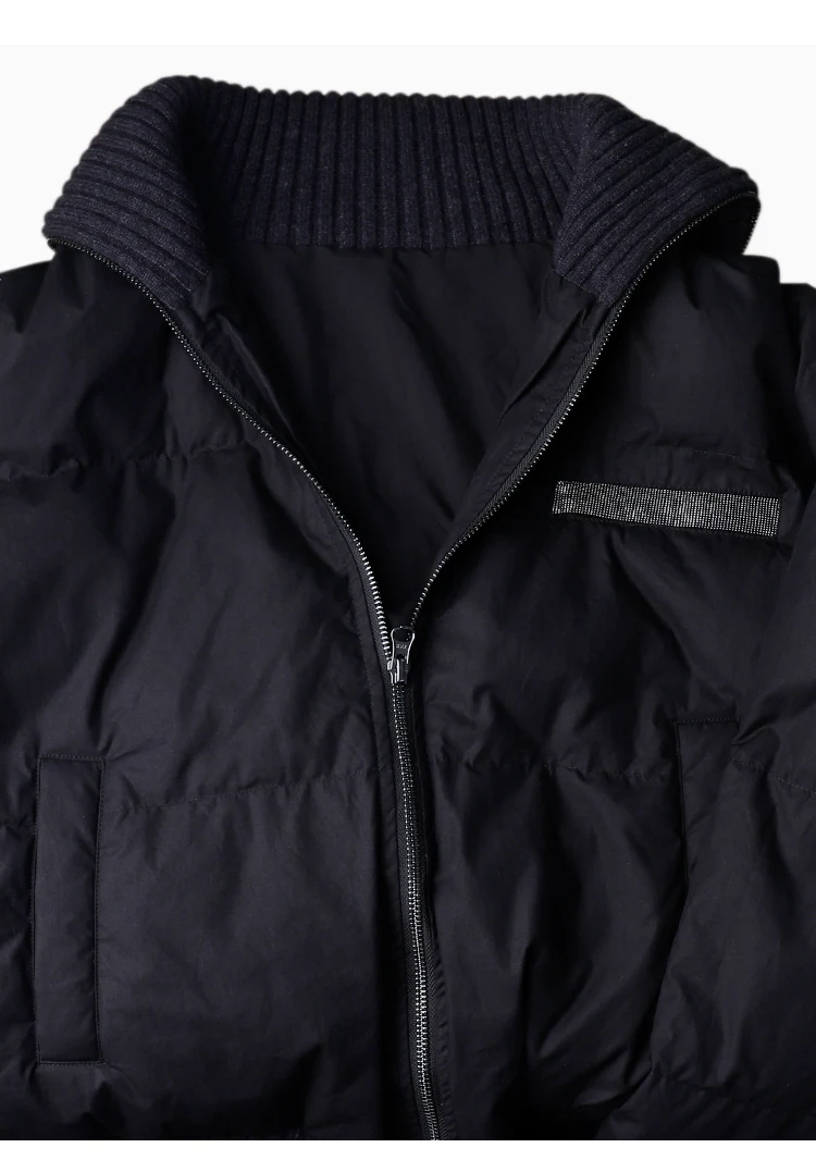 BC835 Weiße Gänsedaunenjacke mit großem Revers, warm, mit Reißverschluss, langärmelig, 100% Kaschmir, warmer Mantel – Detail 14
