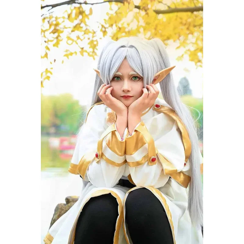 أزياء فريرين التأثيرية أنيمي فريرين بيوند فستان نهاية الرحلة آذان شعر مستعار الزي الخيال النساء الكبار كرنفال ملابس الحفلات ماجى