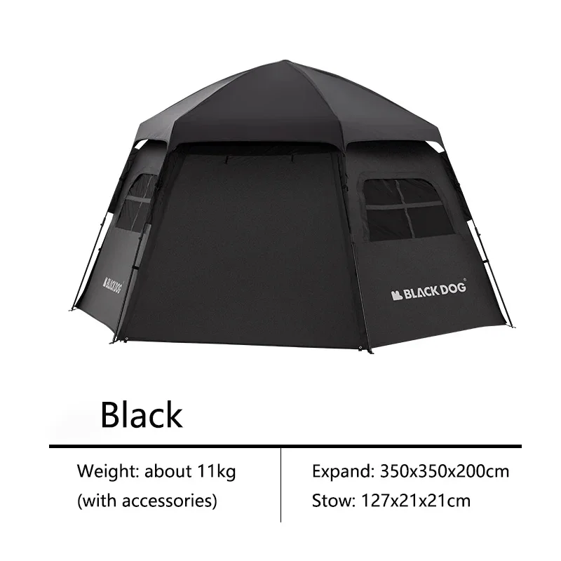 Imagem -06 - Blackdog Barraca de Acampamento Automática Folding Vinyl Portátil Dobrável Hexagonal Automático Liberação Rápida ao ar Livre 68 Pessoa