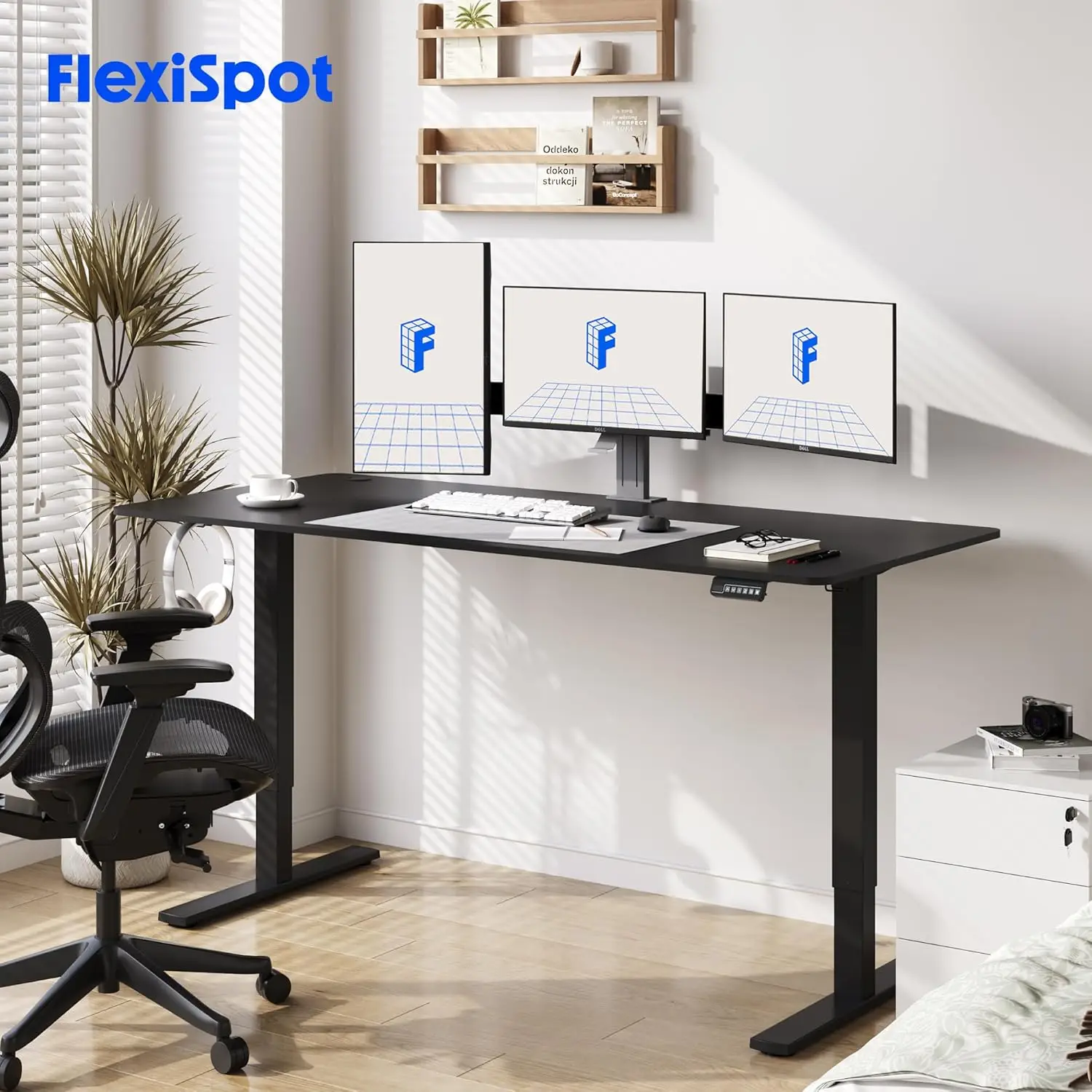 FLEXISPOT Electric Standing Desk 71 x 32 Inch Adjustable Height Desk Home Office Computer Workstation Sit Stand Desk, Black Top