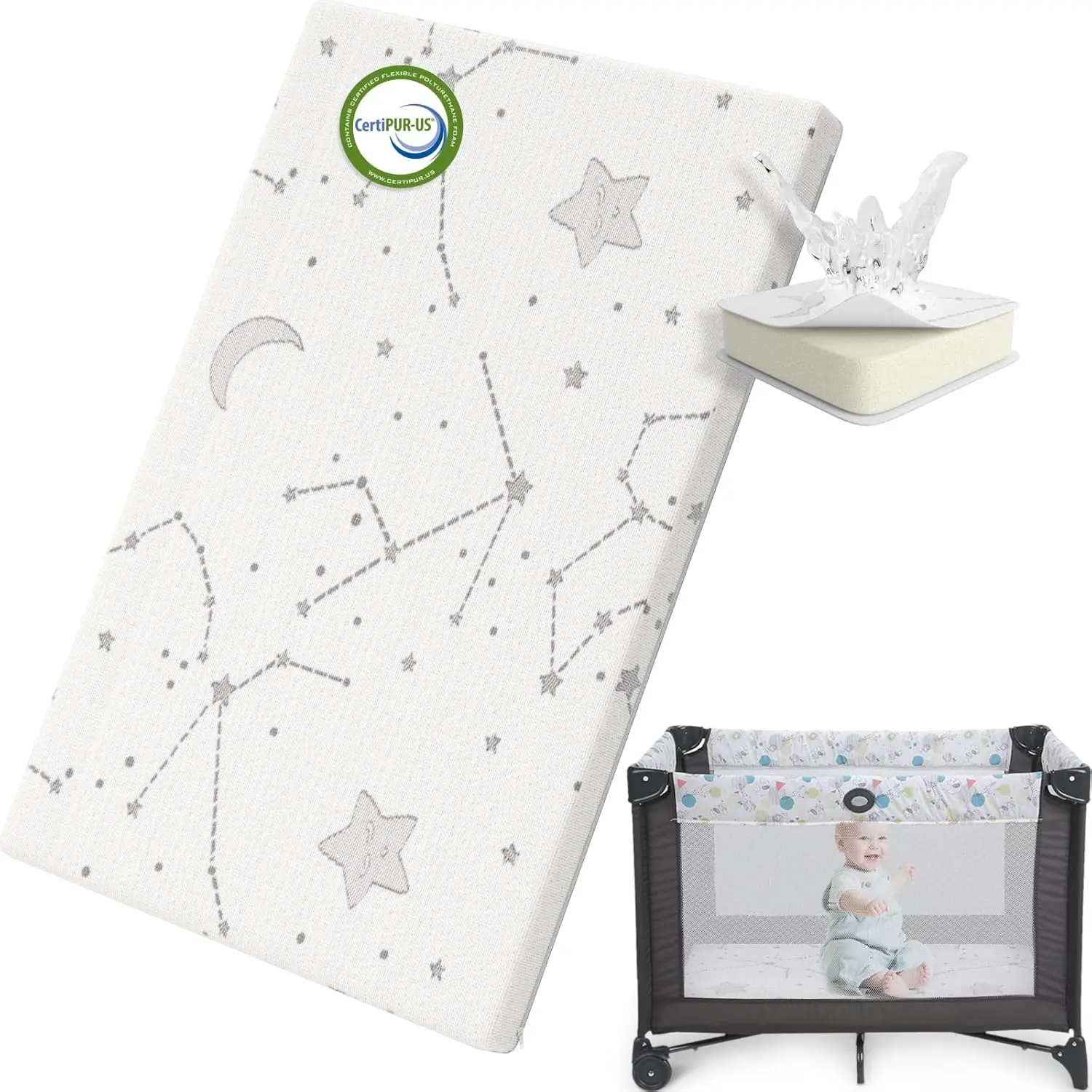 

Pa And Play Mattress Topper Baby Pa N Play Mattresses For Playpen And Playard With Washable Cover 38""X26""X1"", 1 Pa Firm Foam