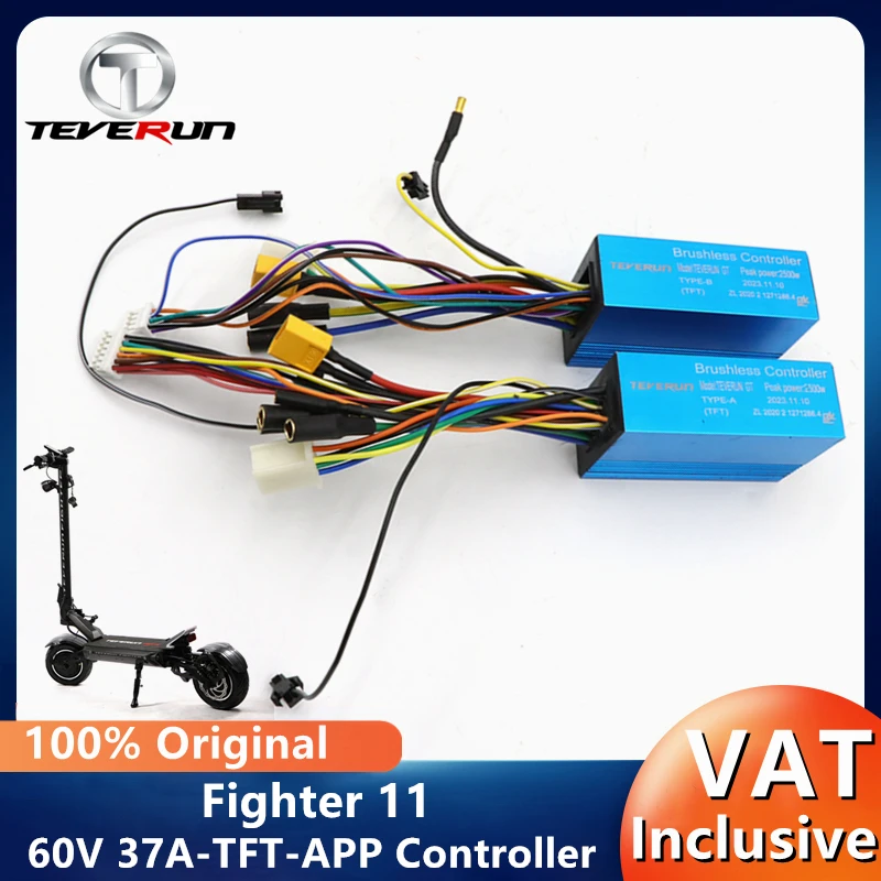 Original 60V 37A-TFT-APP Controller For Teverun Fighter 11 2023 Version Electric Scooter Front B Rear A Controller Parts