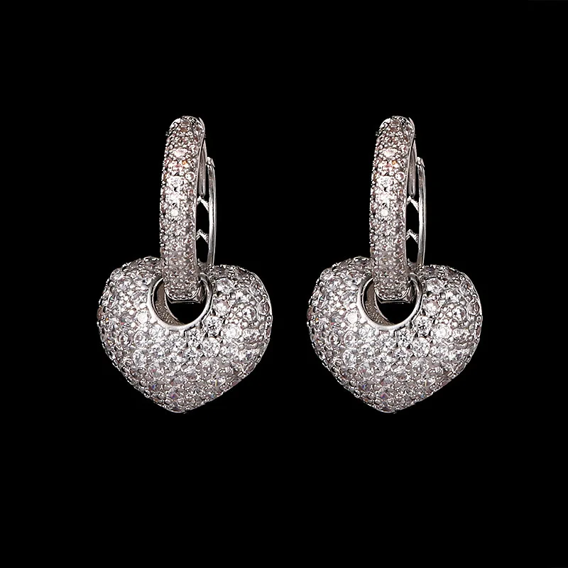 Buyee 925er Sterlingsilber, weiblich, wunderschöner Ohrring für Frauen, Luxus, Mode, Hochzeit, großes Herz, edler Schmuck, Ohrring, Geschenk – Detail 2