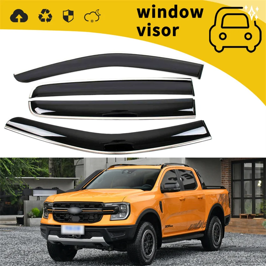 

For Ford Ranger T9 2023 2024/ranger raptor V6 2023 2024 Car Window Visor Sun Rain Guard Weather Shield Wind Deflector