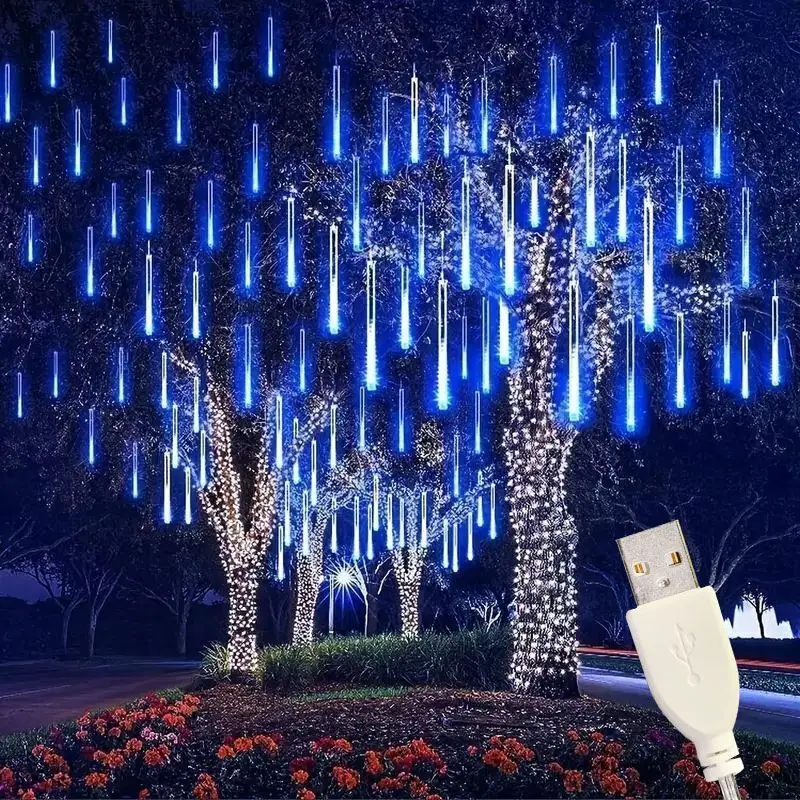 

Christmas Wedding Decorations 30/50CM USB LED Meteor Shower Rain Lights Fairy String Light for Party Decor Holiday Garden Light