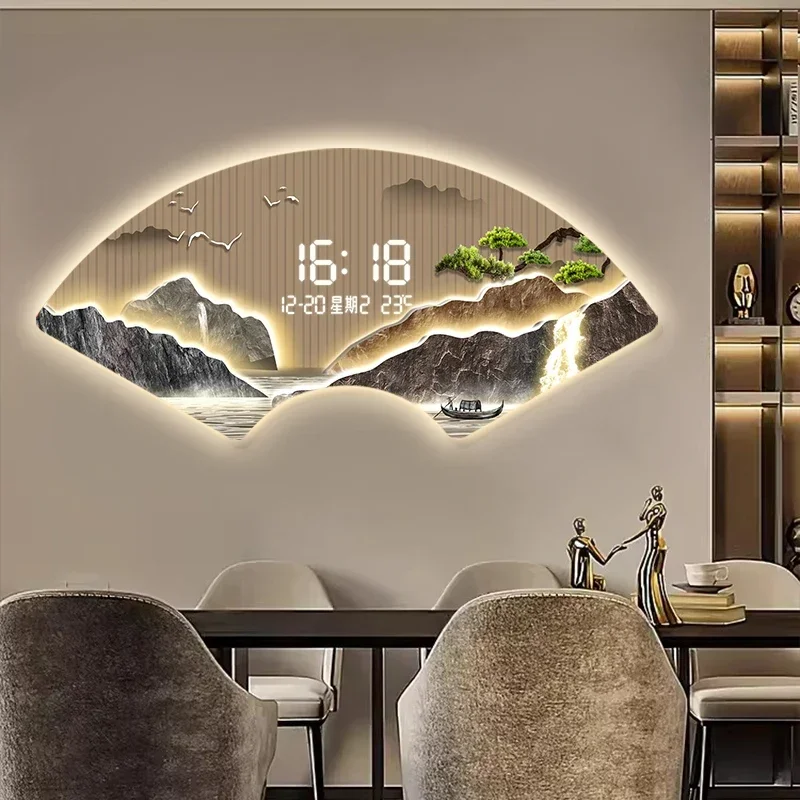 Temperature Date Wall Clock Silent Nordic Items Living Room Wall Clock Led Light Bedroom Modern Relojes De Pared Home Decor