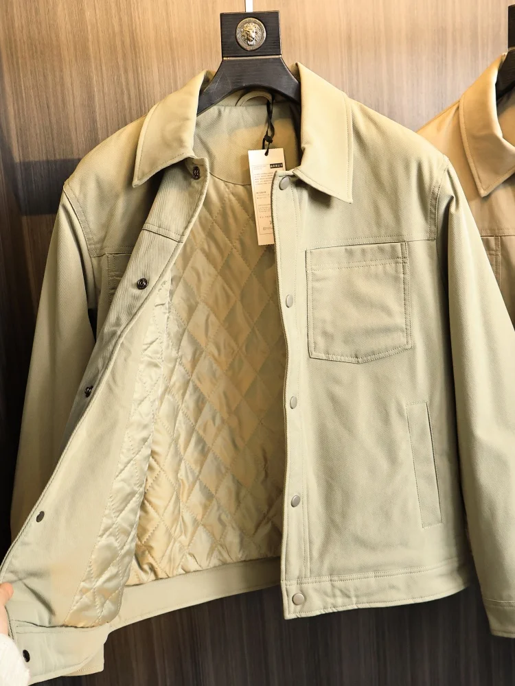 

Retro Texture Cotton Jaet Men's Faionable Quilted Inter Collar Coat Warmth Sle Autumn Winter Stand Fit Zipper ...