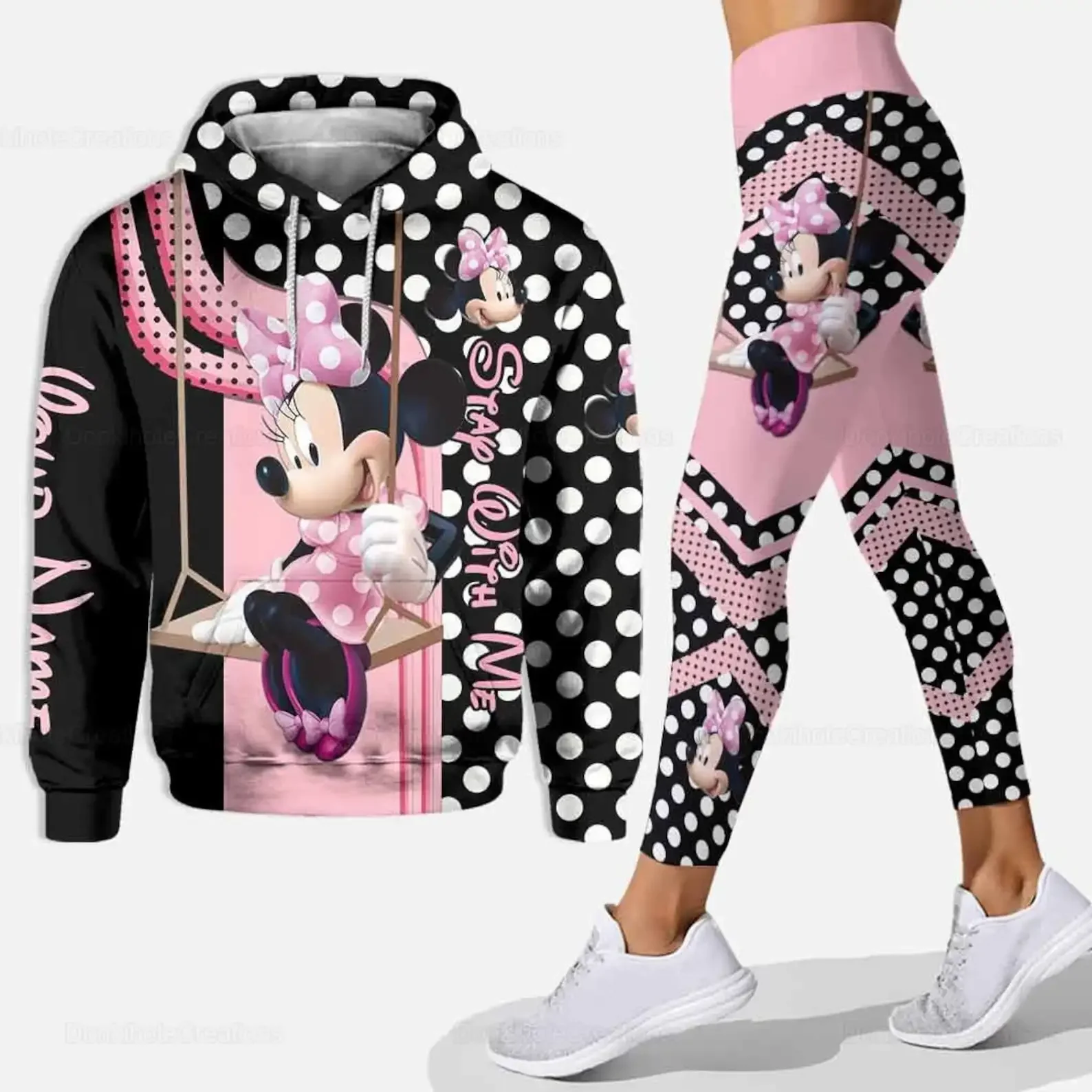 Disney Minnie Women's 3d Hoodie Leggings Set Mickey Yoga Pants Sweatpants Womens Disney Yoga Hoodie Leggings Fashion Tracksuit