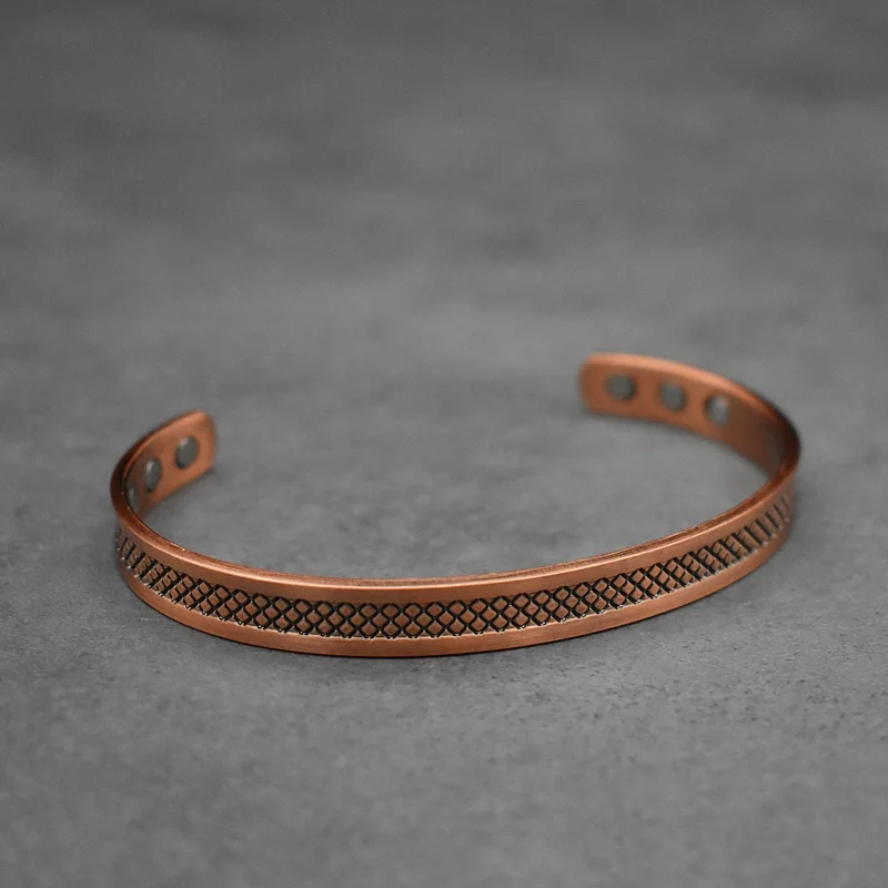 Copper Bracelets for Men, Pure Copper Magnetic Bracelet for Men with Neodymium Magnets, Adjustable Cuff Bangle Gift for Couple