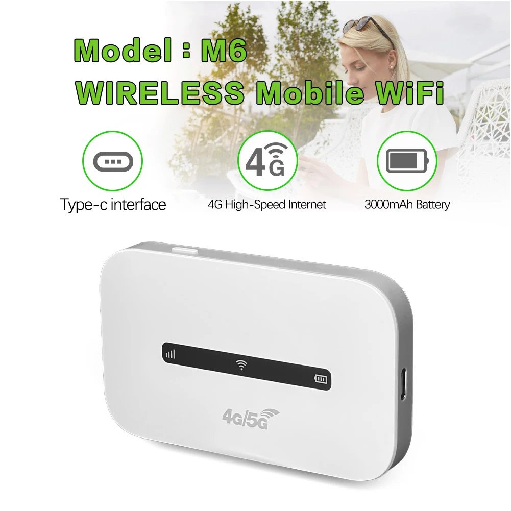4G LTE Portable WiFi Hotspot 3000mAh 150Mbps Wireless Internet Router with SIM Card Slot Modem Router for Home Office Car Travel