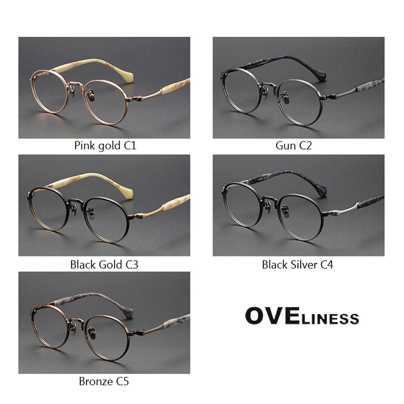 Vintage Luxury Brand Pure Titanium Eyeglasses Frame Women Men Round Myopia Prescription Optical Glasses Frame Male Retro Eyewear