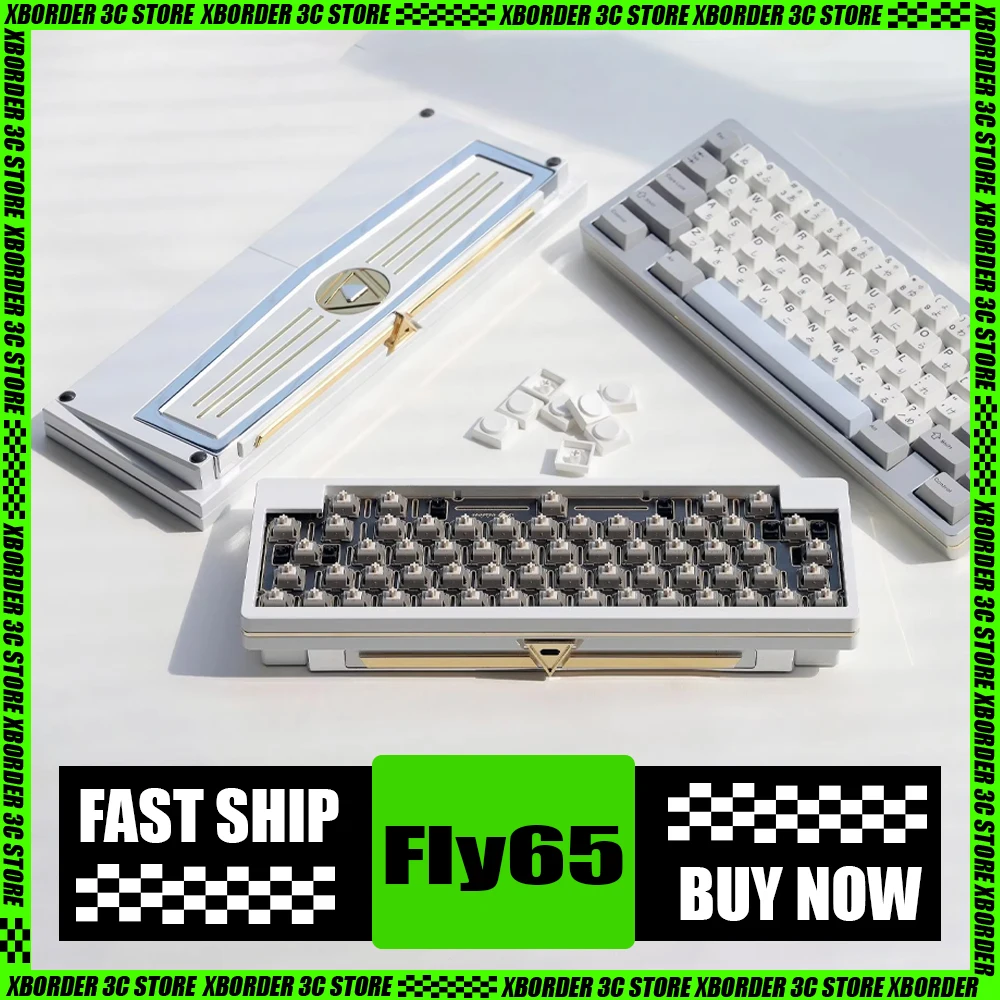 

Fly Vision Fly65 Mechanical Keyboard Aluminium Alloy Three Mode Customized Wireless Keyboards Hot Swap Gasket Qmk/Via Pc Gamer