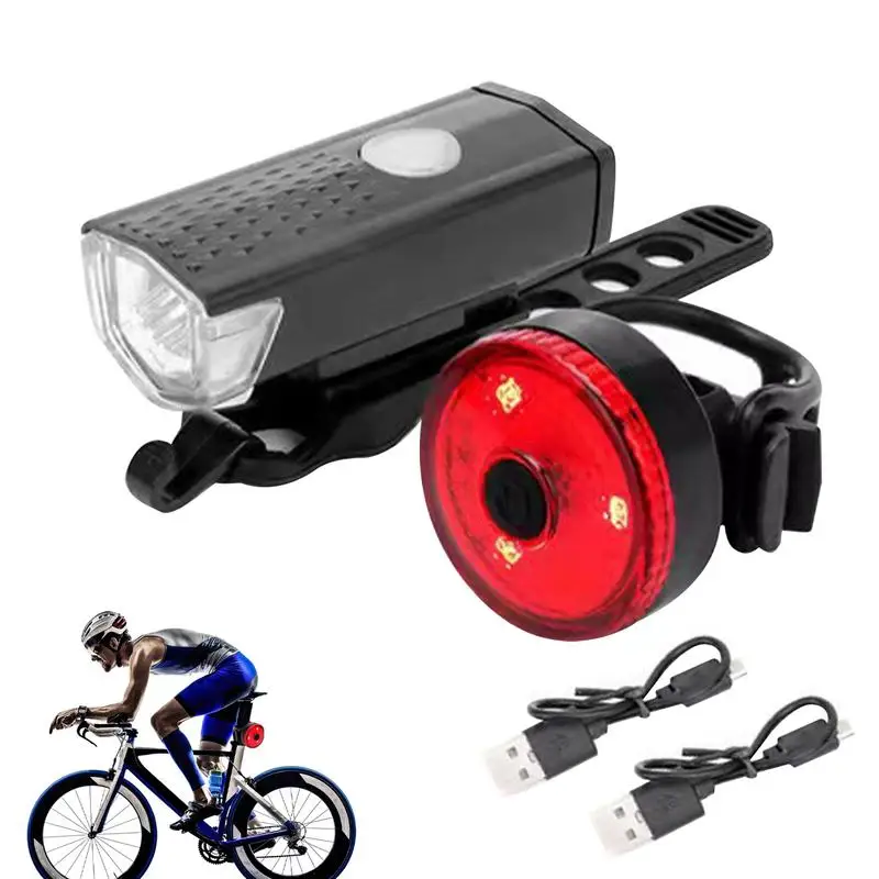 Cycling Bicycle Front Rear Light Set 3 levels of adjustment Bike USB Charge Waterproof Taillight Bright Night warning Lamp