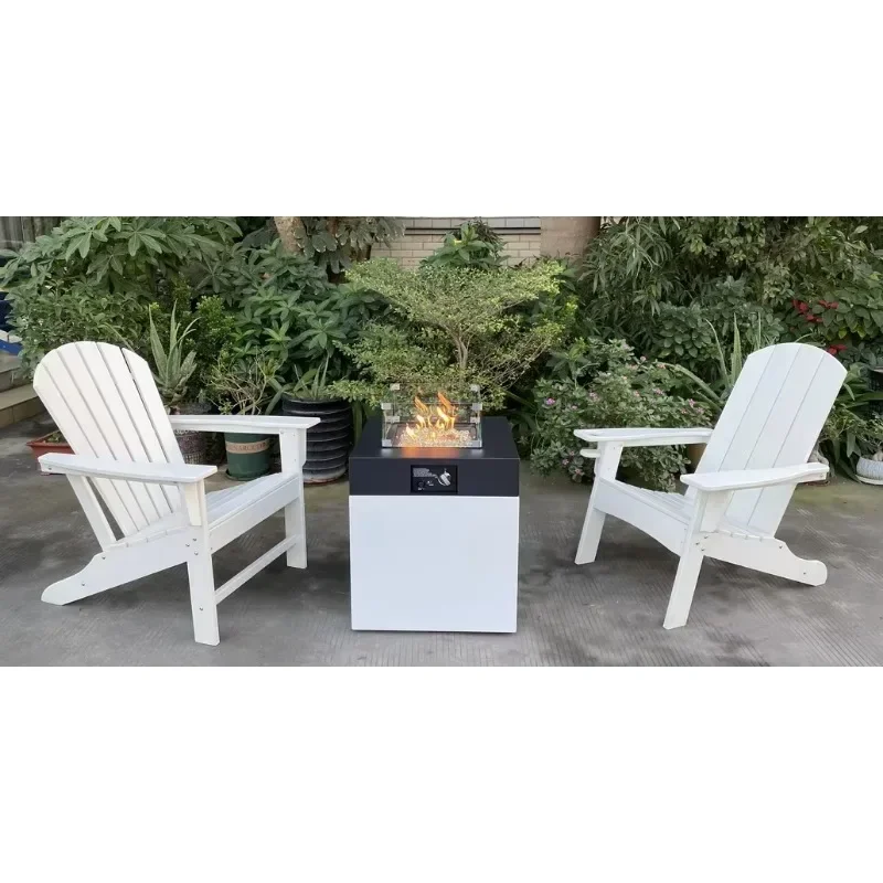 

*Outdoor funiture / White adirondack chair with fire table / garden set